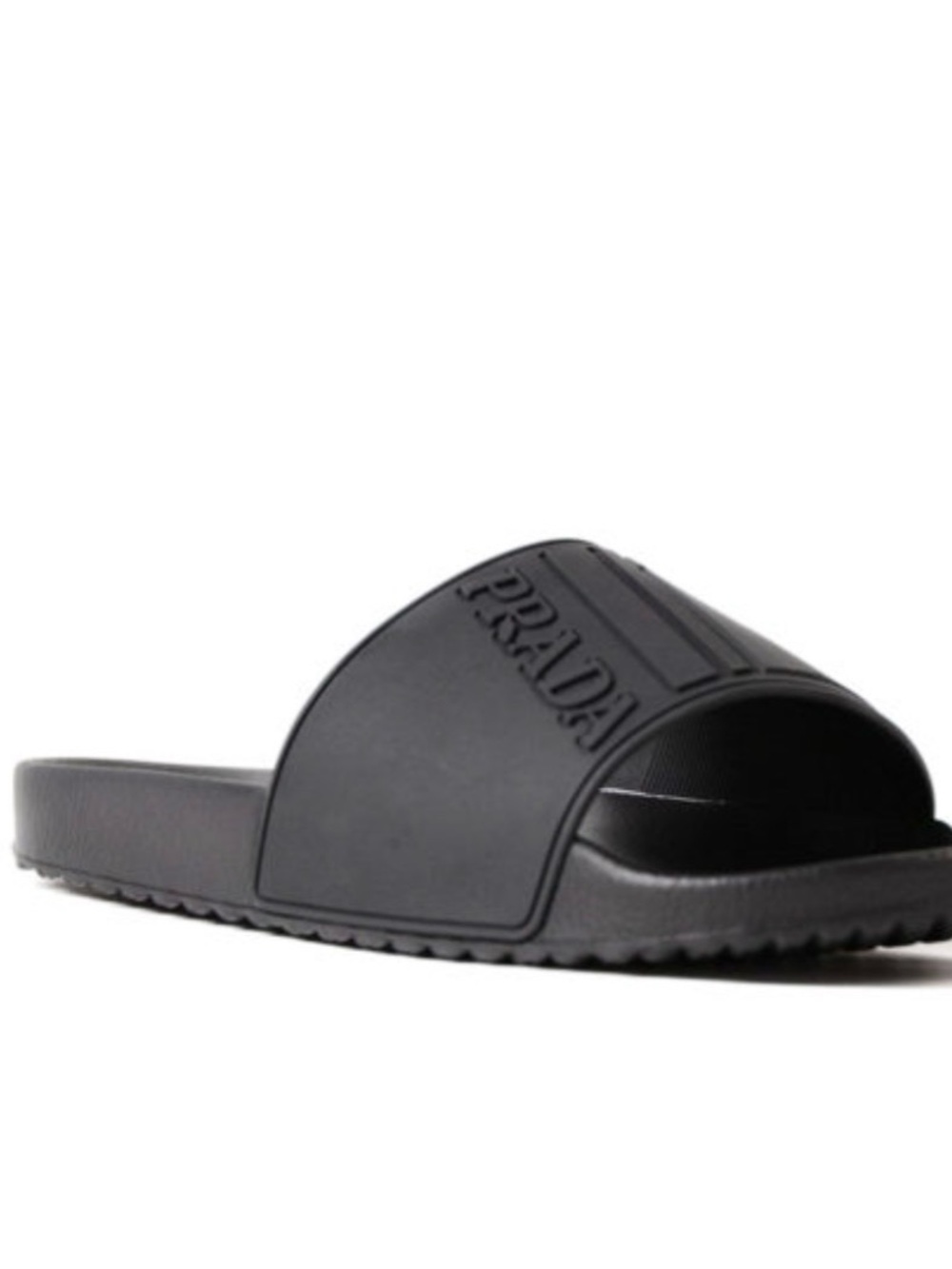 Prada Black Embossed Logo Rubber Slides sandals